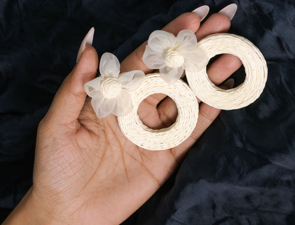Ivory Bloom Hoop Earrings