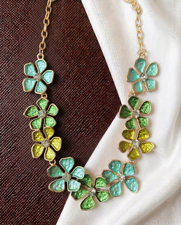 Meadow Bloom Crystal Floral Necklace