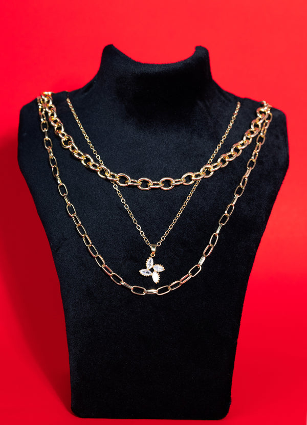 Golden Trinity Layered Necklace