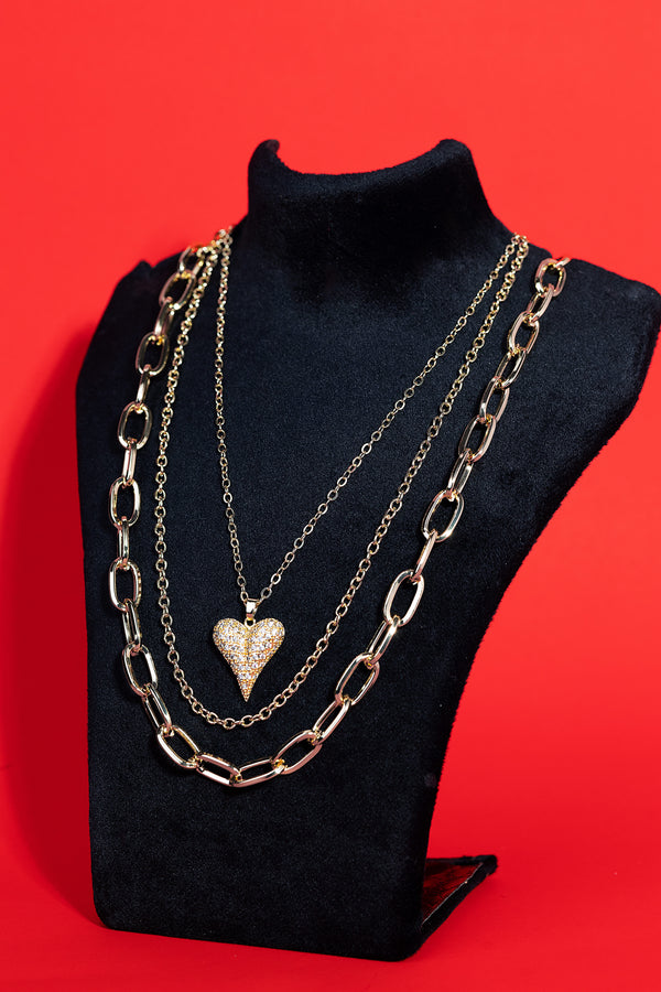 Crystal Heart Layered Necklace