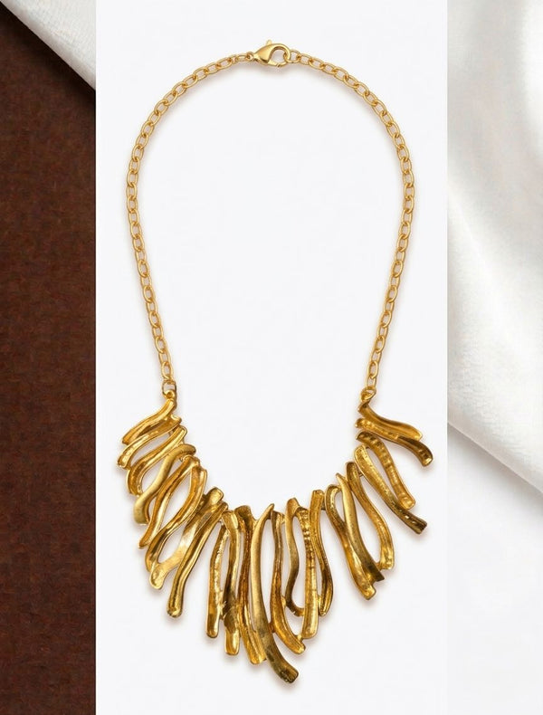 ✨ Fluid Gold Fringe Statement Necklace