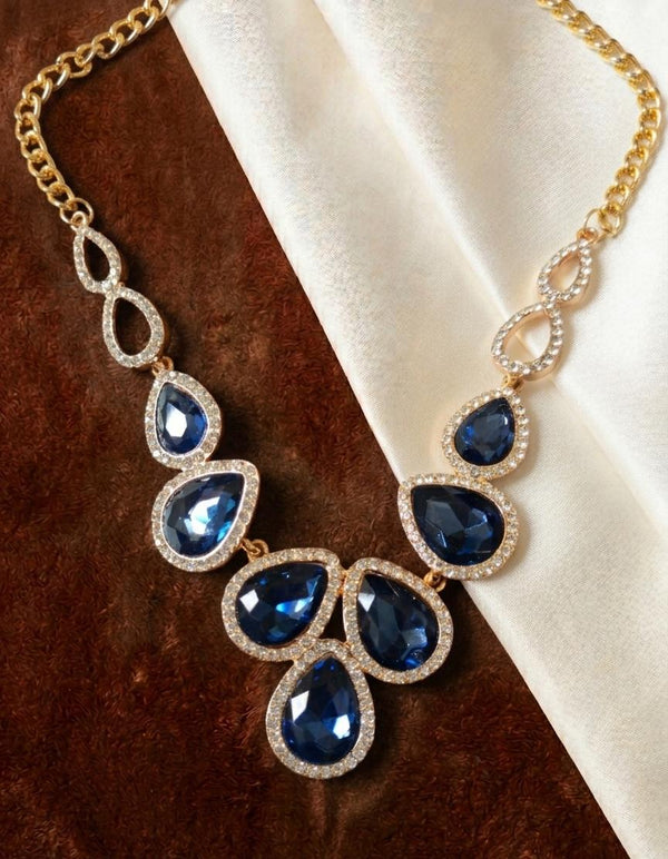 ๐ Midnight Blue Teardrop Statement Necklace