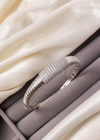 ✨ Ribbed Elegance Crystal Silver Bracelet