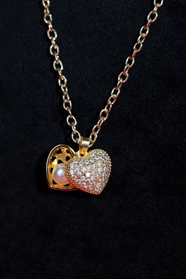 Double Heart Charm Necklace