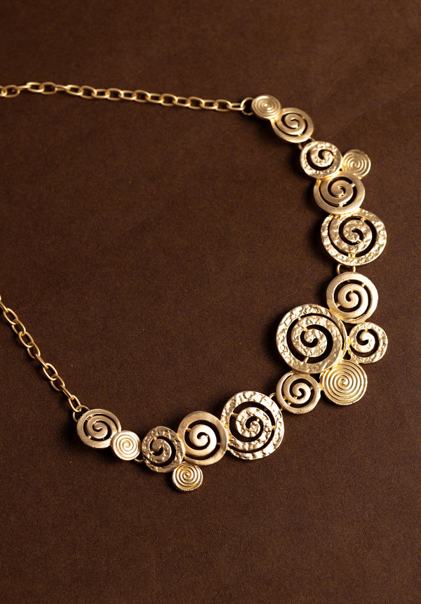Golden Swirl Statement Necklace