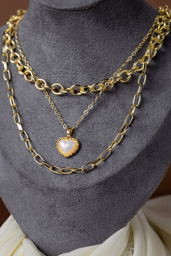 Blush Heart Charm Layered Necklace
