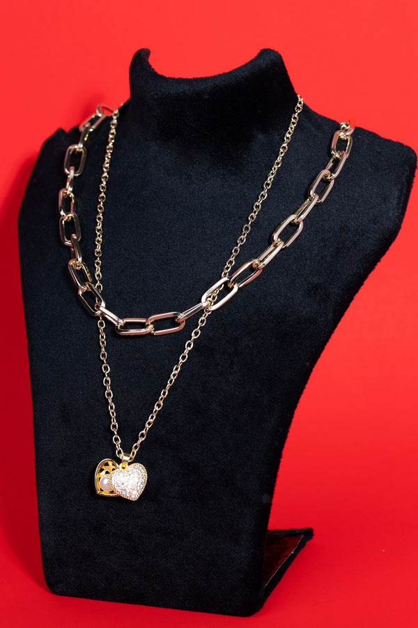 Double Heart Charm Necklace
